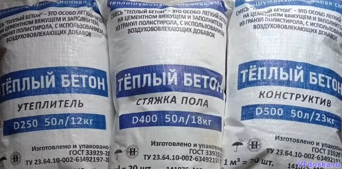 Смесь для стяжки пола теплобетон полистиролбетон Д400